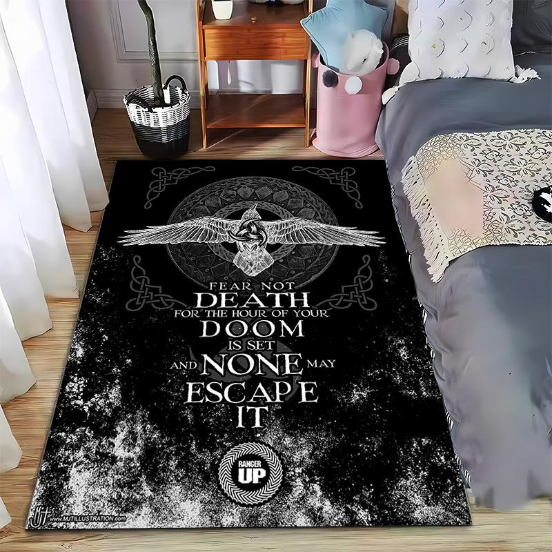 

Viking Ship Pattern Carpet with Nordic Knot Design in Gold and Black Style Decor. Suitable for use as an anti-slip for room and bedroom sofas 40x60cm( 15x23in )