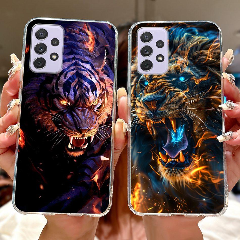 For Samsung Galaxy A72 A52 A52s Cool Dragon Tiger Painted Phone Case For Samsung A72 A52s A52 5G Soft Silicone TPU Cases