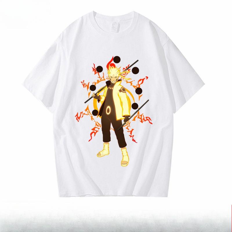 Trendy Brand Naruto Children's T-shirt Summer New Anime Peripheral Printed Parent-child Outfit Pure Cotton Fashionable T-shirt