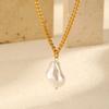 Schmuck Edelstahl Schleifkette Imitation Barockperle Gold Halskette Damen 2124