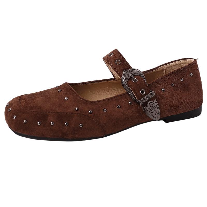 Retro word with square head Mary Jane shoes girl 2025 summer new French fairy with skirt versatile light mouth single shoes