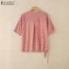 ZANZEA Women Casual V-Neck Loose Polka Dot Print Half Sleeve Blouse