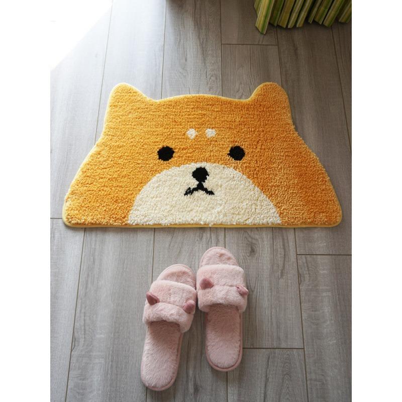 Cute Cartoon Cat Crystal Velvet Faux Cashmere Bath Mat Water Absorbent Non Slip Bathroom Entrance Carpet Rug