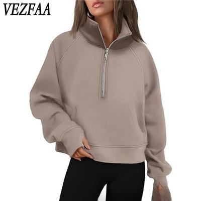 Women's Fashion Casual Solid Color Print Spring Fall Long Sleeve High Neck Pullovers & Long Sleeves