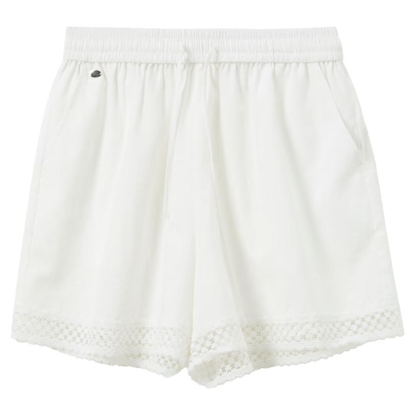 Women s High Waist Lace Detail Casual Shorts M
