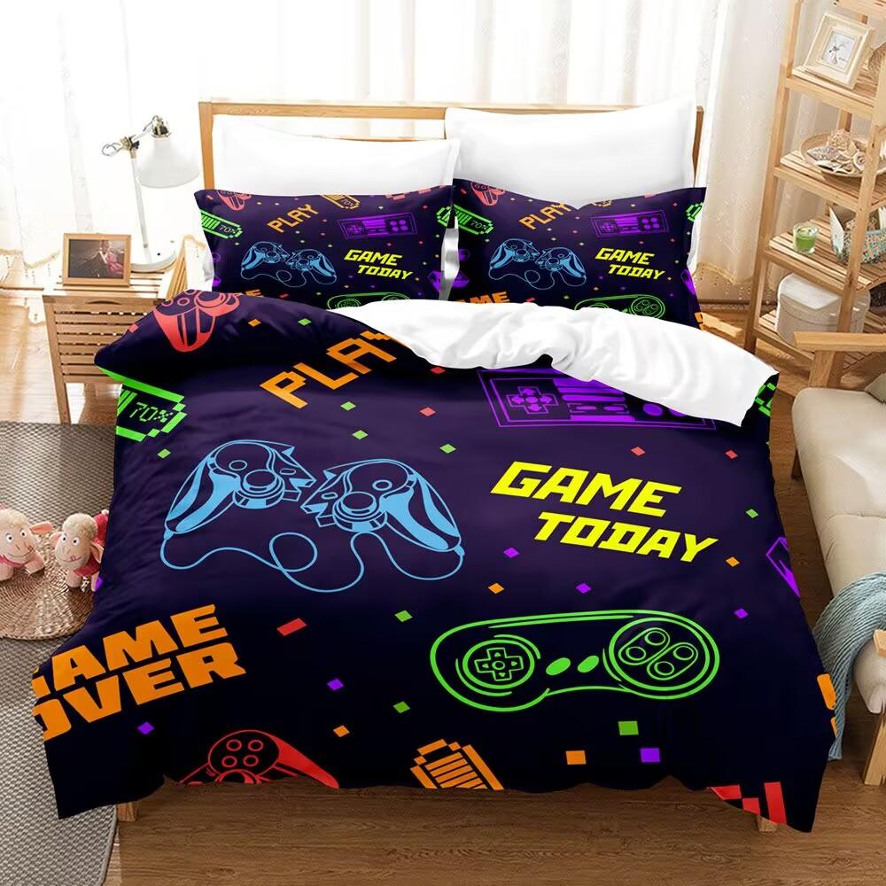 Game Controller Bedding Set 3D Printed Polyester Lightweight yet Warm Queen King Size Duvet Cover Set For Boys' Bedroom Gift