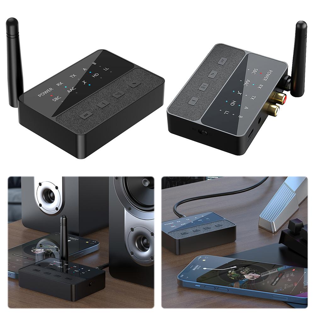 Bluetooth-Compatible 5.3 APTX/HD/LL Audio Adapter  2 In 1 Wireless Stereo Receiver Transmitter 3.5mm AUX/RCA for TV PC