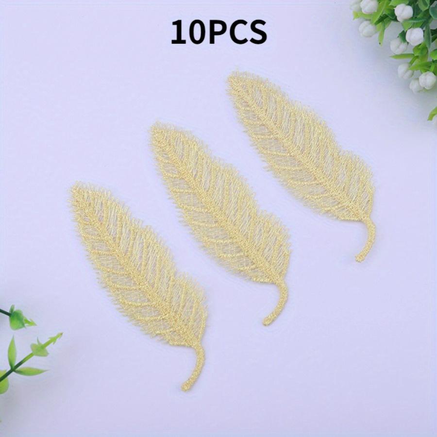

10PCS Lace Feather Embroidery Applique Clothing Accessories Decorative Patch DIY Color Embroidery Feather Applique Making Cloth