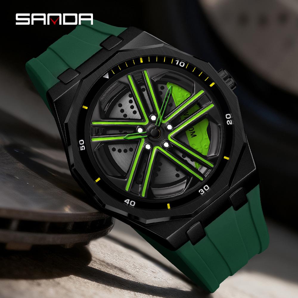 SANDA 1162 Men's Trendy Waterproof Rotating Wheel Quartz Watch