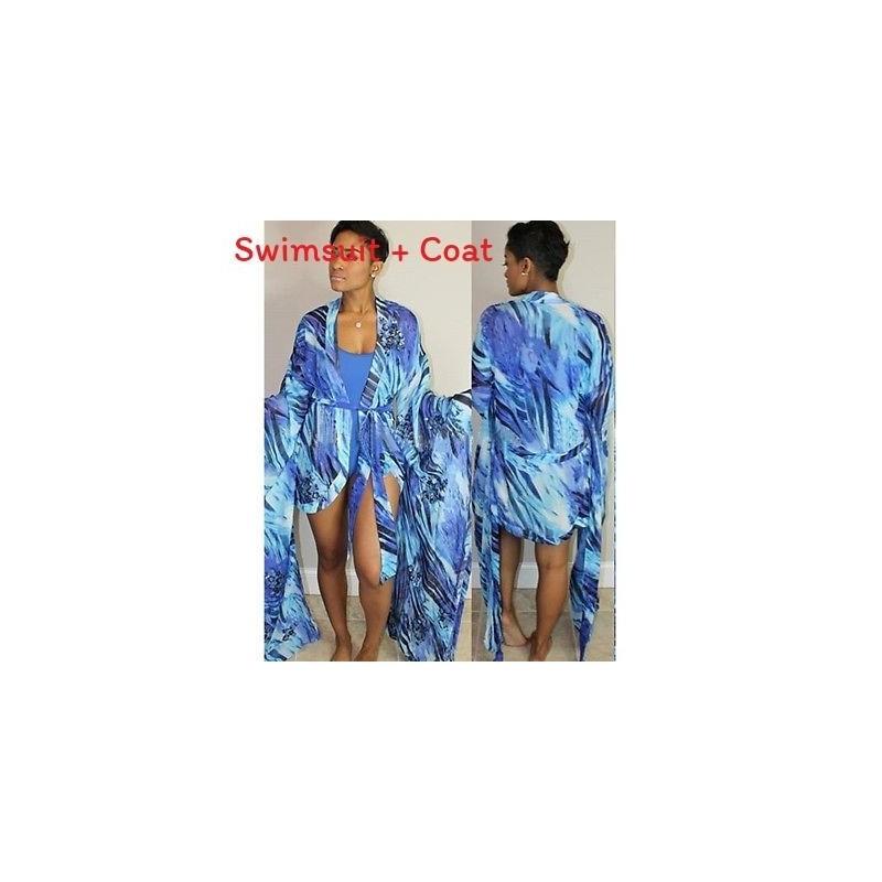 Set Bikini Casual con Stampa Digitale per Donna in Tessuto Chiffon e Seta Lattiginosa