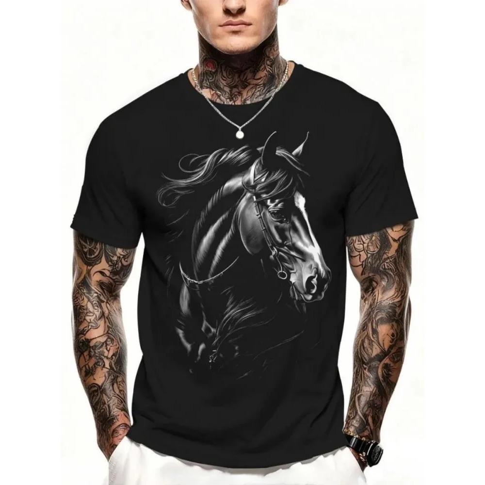 Fashionable Summer Comfortable Round Neck Short Sleeved T-shirt Colorful Animals 3d Printing Casual Loose Breathable Soft Plus Size Men's T-shirt