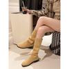 Temperament thin boots autumn and winter new but knee boots Martin boots non-slip thick heel solid color foot boots