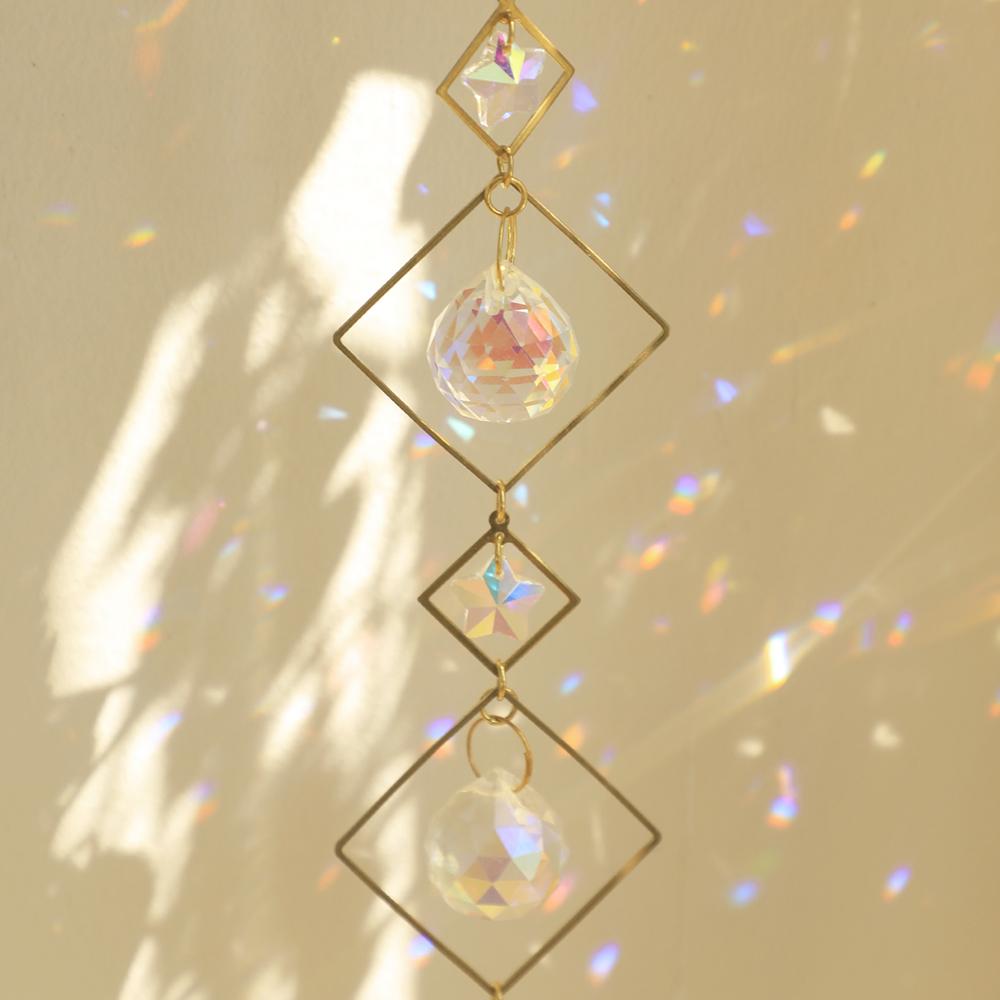 Crystal Suncatcher Butterfly Moth Moon Prism Crystal Hanging Light Catcher Rainbow Maker Outdoor Decor Fairy Garden Decoration