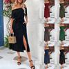 Summer European And American Women'S Clothing Elegant Off The-Shoulder Short-Sleeved One-Word Collar Dress