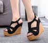 Fashion Platform Heels Shoes Women Gold Sandals High Heels Shoes Buckle Cross with Zipper Wedding Shoes Block Heel Shoe Ladies Sandals