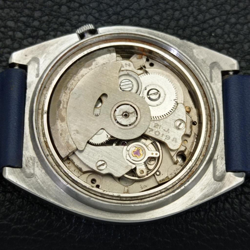 JAPAN 7019A VINTAGE SEIKO 5 AUTOMATIC MENS BLUE COLOR DIAL WATCH a701333-5 R206a-a701333