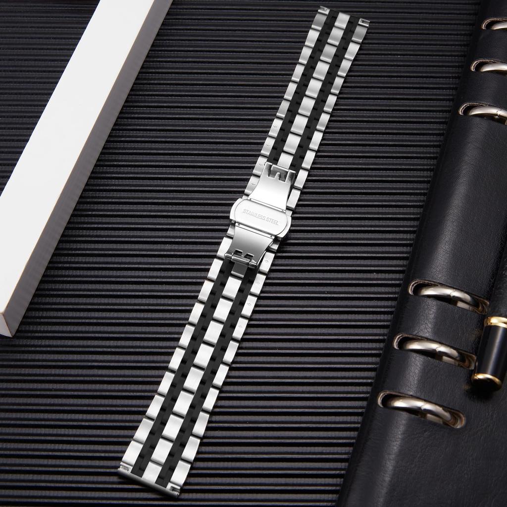 Stainless Steel Watch Premium Replacement Watch 7 Colors for Women and Men Rose Silver Rose Silver 13 Sizes [BINLUN] Band, Strap, (Gold, Silver,