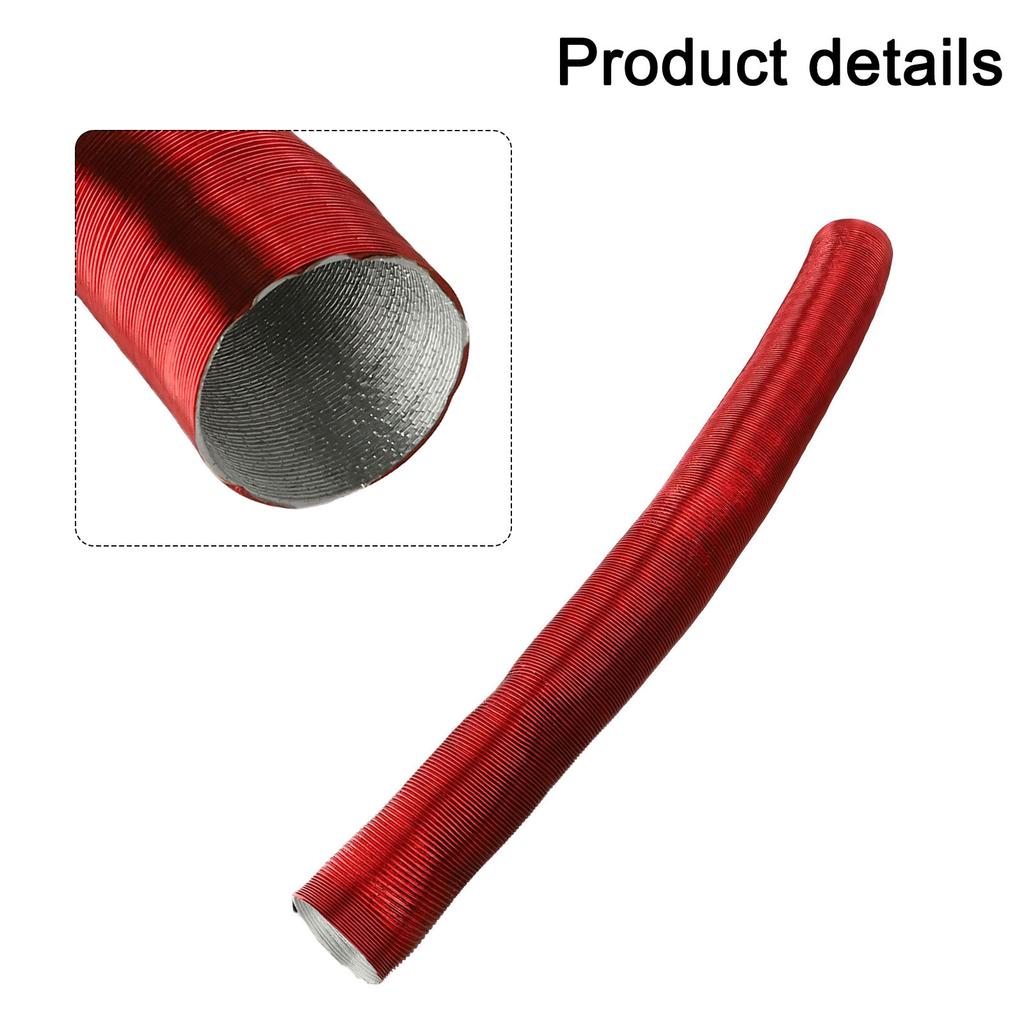 60-300cm Heater Flexible Aluminium Duct Hose Pipe 75mm Diameter Heat Resistant Inner Diameter 76mm-3 Meters (elongated) Red