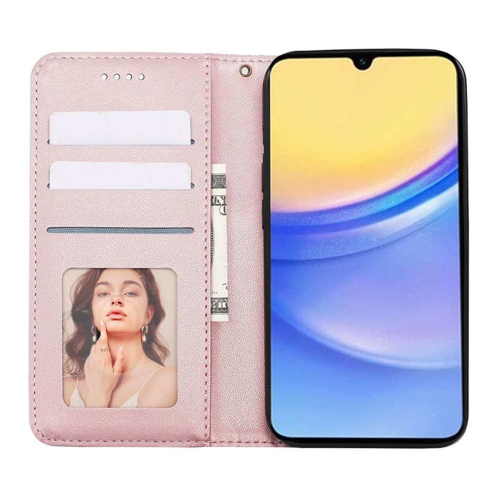 Pro Samsung Galaxy A26 5G Peněženkové pouzdro na telefon Silný magnetický Kostkovaný vzor Imprint Kožený flipový kryt