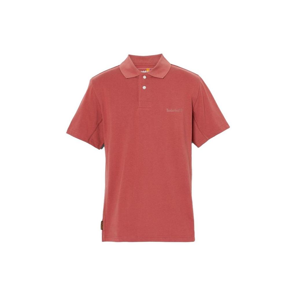 Timberland Solid Color Breathable Casual Short Sleeve Polo Shirt Men tops Burgundy A6RBN-DH9