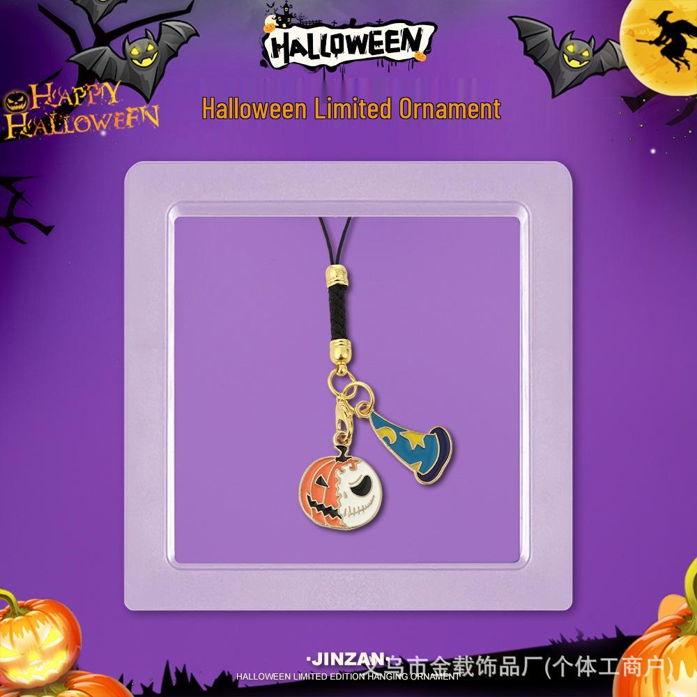 Halloween Skull & Ghost Pumpkin Keychain Ornament