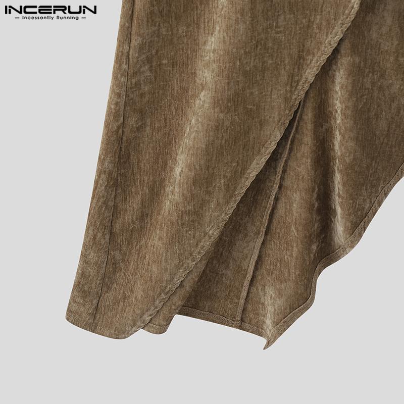 INCERUN Autunno Uomo Dolcevita Manica Lunga Spacchi Alti Tunica Top Pullover