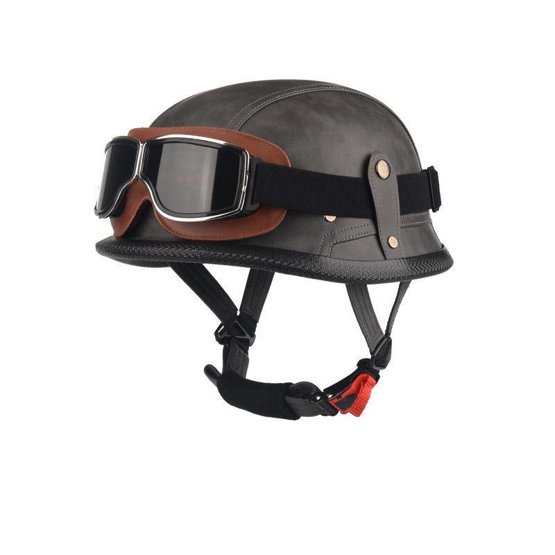 Pedal German Steel Helmet Cruise Retro Half Helmet Harley Men Motorcycle Helmet Motorcycle Floating Helmet Soldier Steel Helmet Leather Helmet