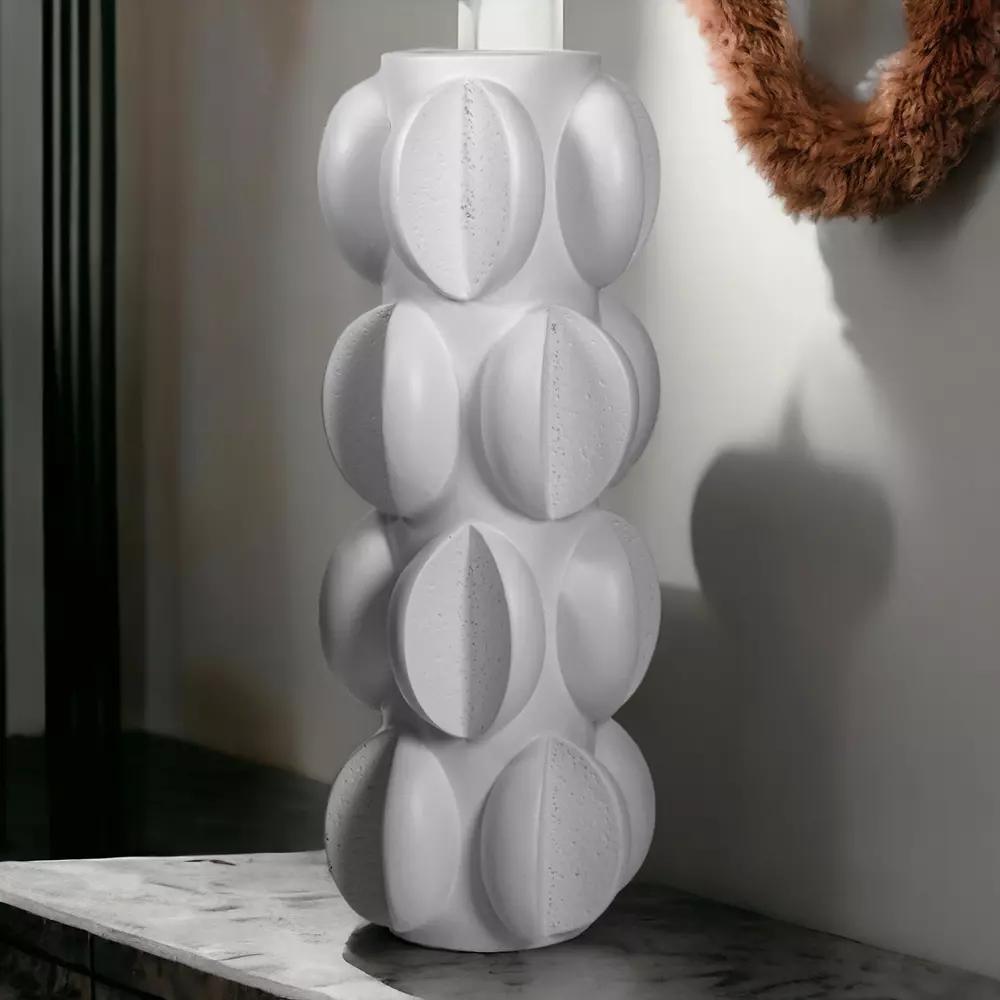 Tall Decorative Vase, White Matte - 37cm