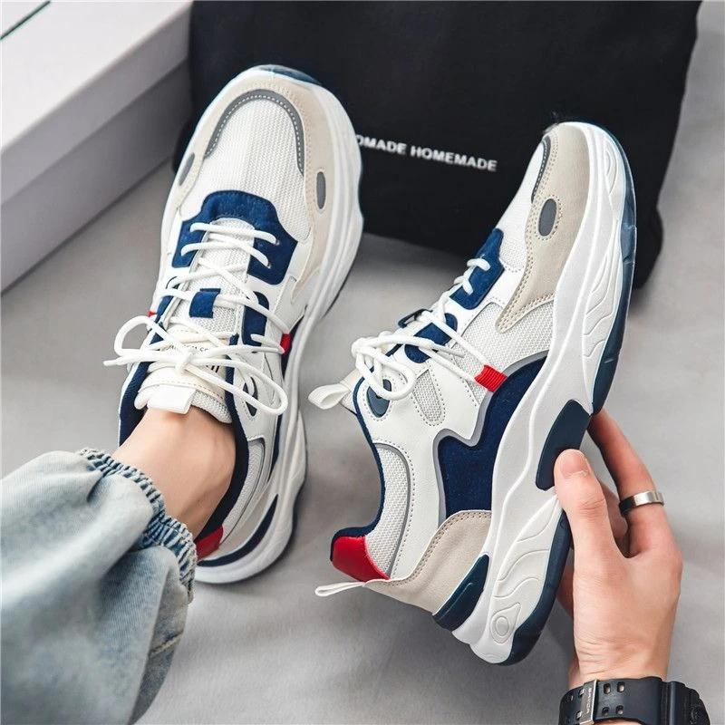Fashion Cushioned Insole Mesh Upper Men's Casual Sneakers Running Miked Colour Breathable Simple On Clearance Korean Male Sports Shoes