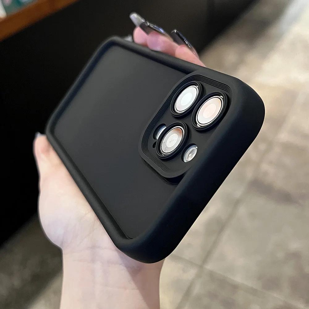 

Силиконовый чехол для iPhone 16 15 14 13 12 11 Pro XS Max Mini XR X 8 7 6 6S Plus SE 2020 Мягкий объектив камеры с защитной крышкой экрана For iphone 13 Pro чёрный