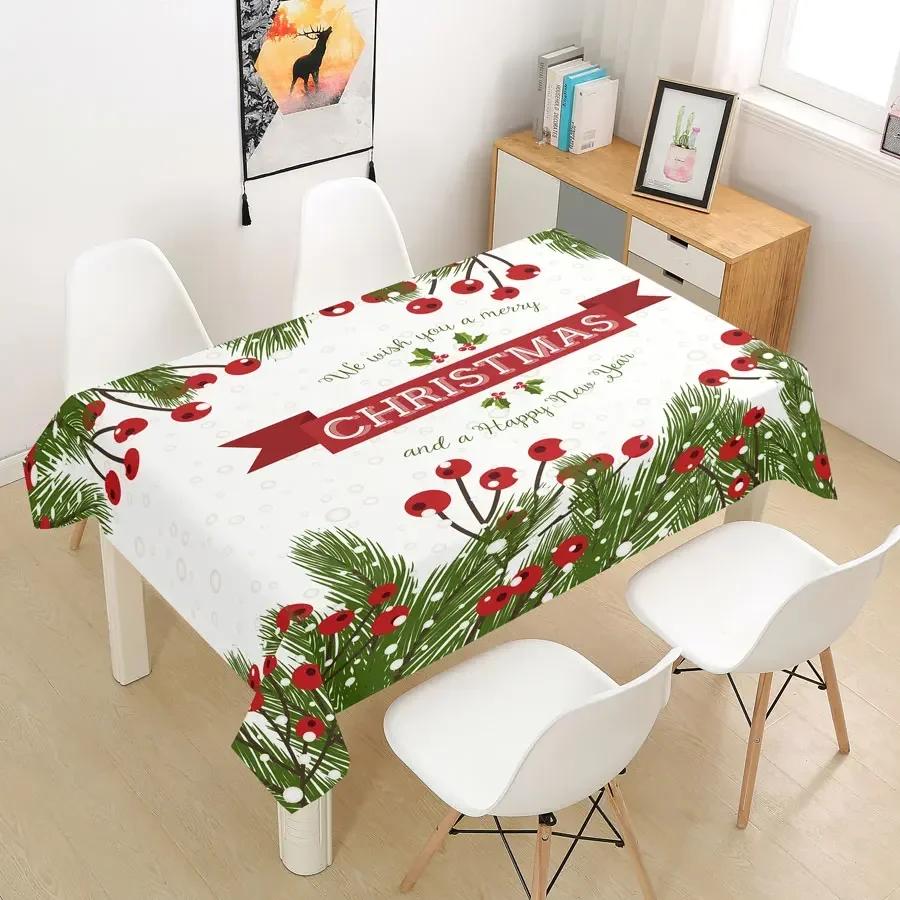 Rectangular Green Christmas Table Cloth Cover Party Tablecloth For Dining Tables Decoration Coffee Manteles Para Fiesta