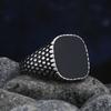 Simple Fashion Stainless Steel with Black Agate Stone Rings for Men Women High Quality Wedding Jewelry Gifts Dropshipping
