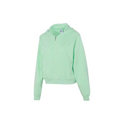 Jaqueta de Tricô Confortável e Respirável com Capuz Feminina Outerwear Verde-Claro FN2420-376
