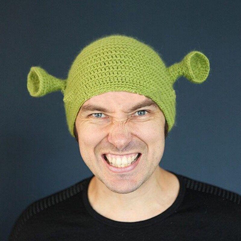 Nuevo Pasamontañas Creativo Hecho a Mano Divertido Diseño de Shrek Para Mujeres Hombres Monstruo Invierno Lana Tejida Gorra Unisex Cálido Regalos de Navidad