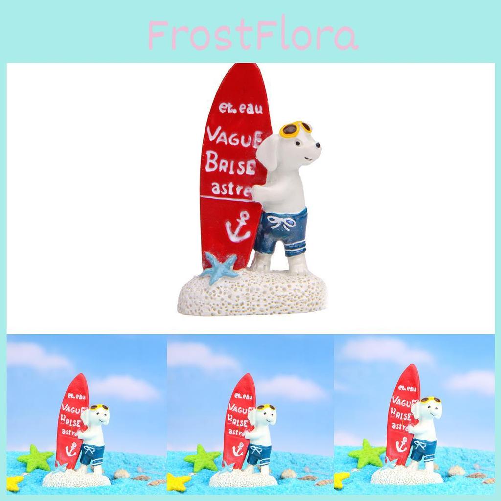 Japanese Style Resin Dog Figurine With Surfing Surfboard For Gift And Decoration