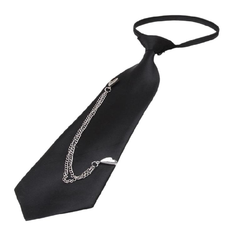 

Reusable Metal Chain Necktie For Men Women Adjustable Closure Premium Polyester Fabric Stylish Dress Accessory чёрный