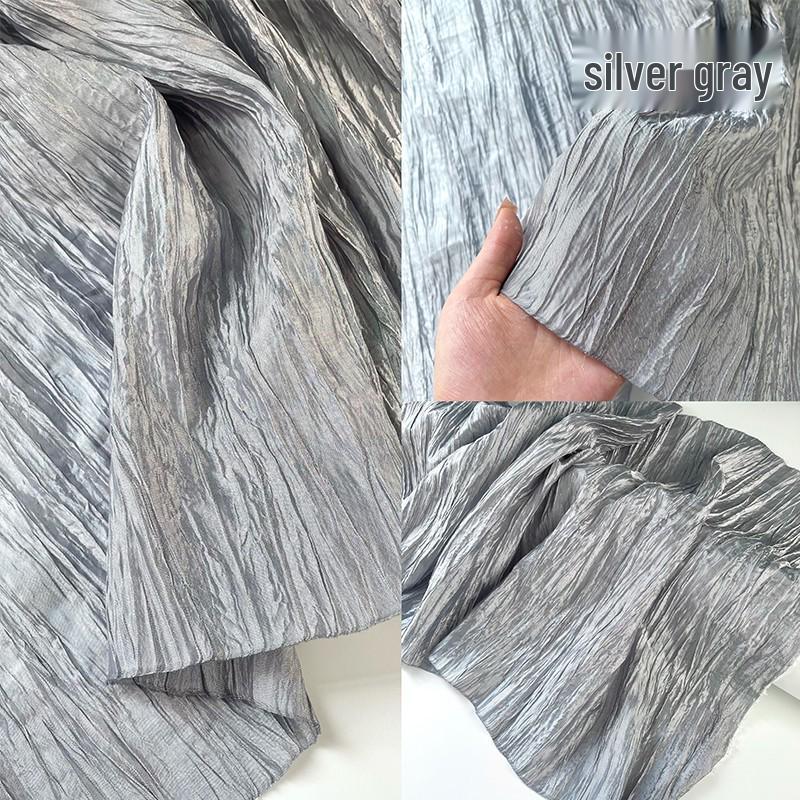 Lustrous Micro-Outline Blue-Purple Pleated Designer Shirt Dress Fabric