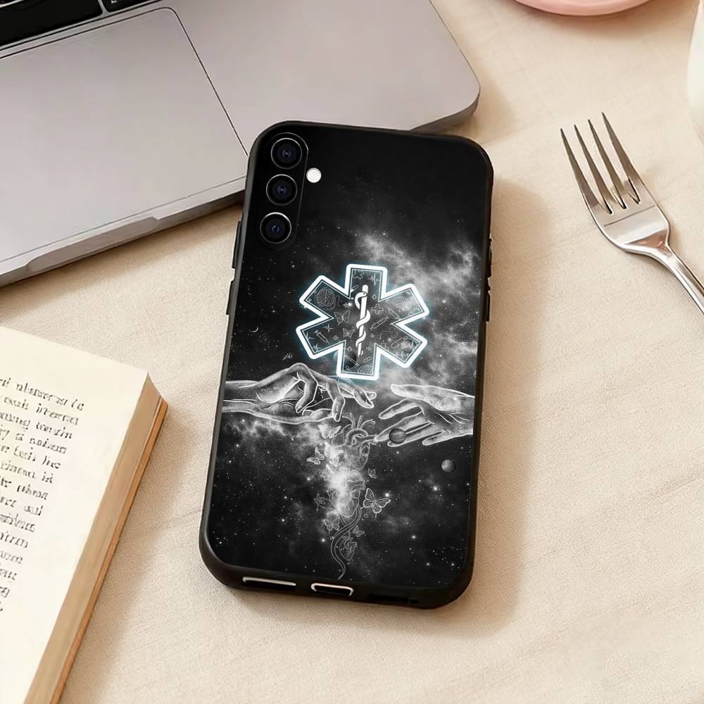 Ambulance EMS-S EMT Phone Case Black Silicone Soft For Samsung Galaxy A73,A72,A71,A70,A53,A52,A51 Samsung a40