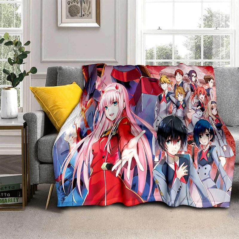 29 Style Cartoon Zero Two 002 Hiro Sexy Girl DARLING in The FRANXX Flannel Blanket,Soft Throw Blanket for Home Bedroom Bed Sofa