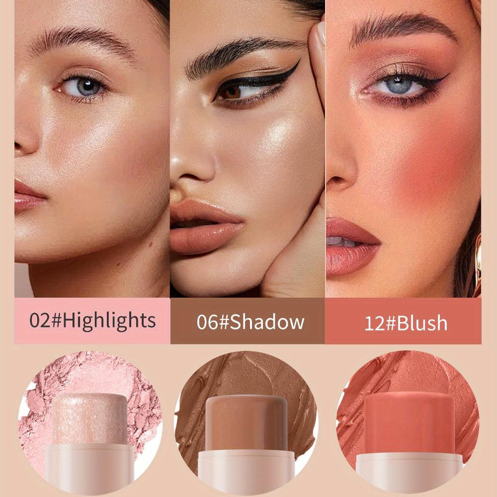 Rouge-Stick in 12 Farben, matt, Highlighter-Stick, natürliches Nude-Make-up, Gesichtsdefinition, Konturierungsstick, multifunktionaler Make-up-Stick
