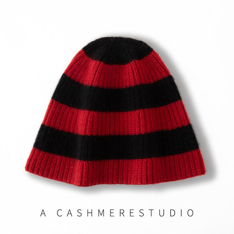

Cashmere Autumn and Winter New Style Women s High End Color Blocked Windproof Thickened Warm Fashion Knitted Casual Hat one size
