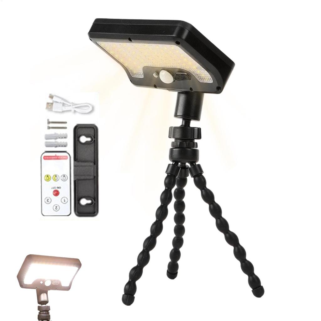 Outdoor Solar Lights With Motion Sensor 600LM 3 Color Modes Flexible Tripod Portable Waterproof Camping Lantern For Backyard