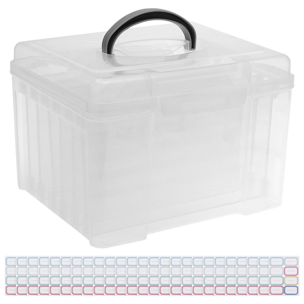 Aufbewahrungsbox für Grußkarten Foto-Organizer mit 6 herausnehmbaren verstellbaren Trennwänden und Aufklebern für Fotos Basteln Scrapbooking Karten