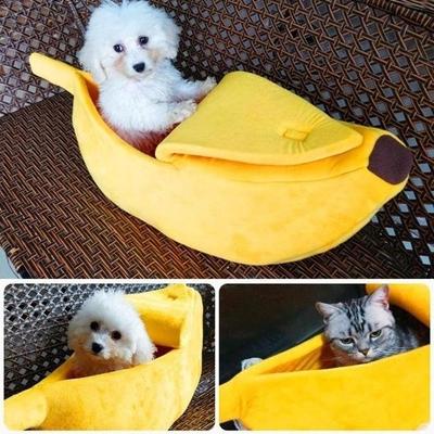 Lit Chaud Fermé pour Chat Chien Niche Litière pour Chat Forme Banane Nid pour Chat Lit pour Chien Animal de Compagnie Fournitures pour Animaux Cage pour Chien Maison Lit pour Chien Couverture pour Animal de Compagnie