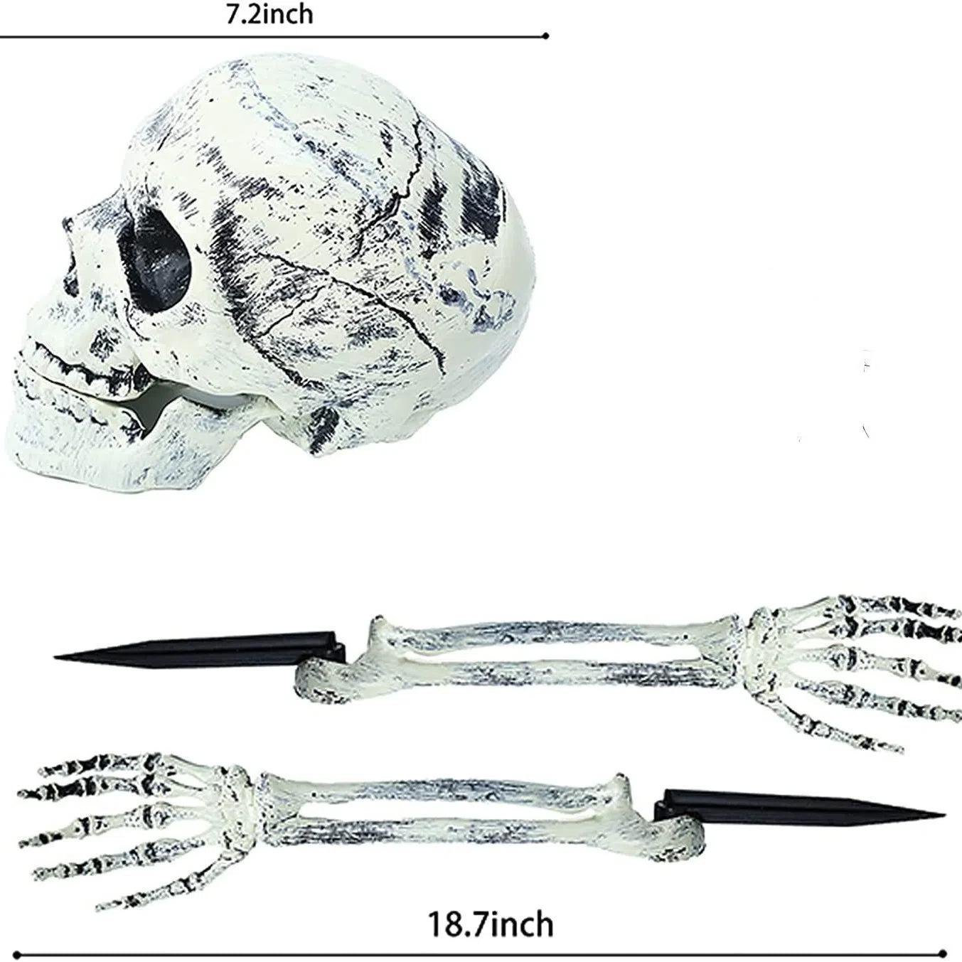 

Life-Size Skeleton Decoration – Halloween Ground Stake Skull & Bones, Spooky Fake Human Skeleton for Outdoor Decor