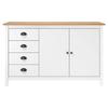 VidaXL Buffet Sideboard Storage Cabinet with 4 Drawers and 2 Doors Home Interior White 130x40x80 Cm Pine Wood 288934