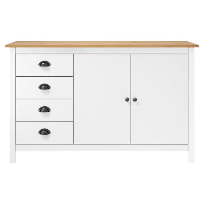 VidaXL Buffet Sideboard Storage Cabinet with 4 Drawers and 2 Doors Home Interior White 130x40x80 Cm Pine Wood 288934