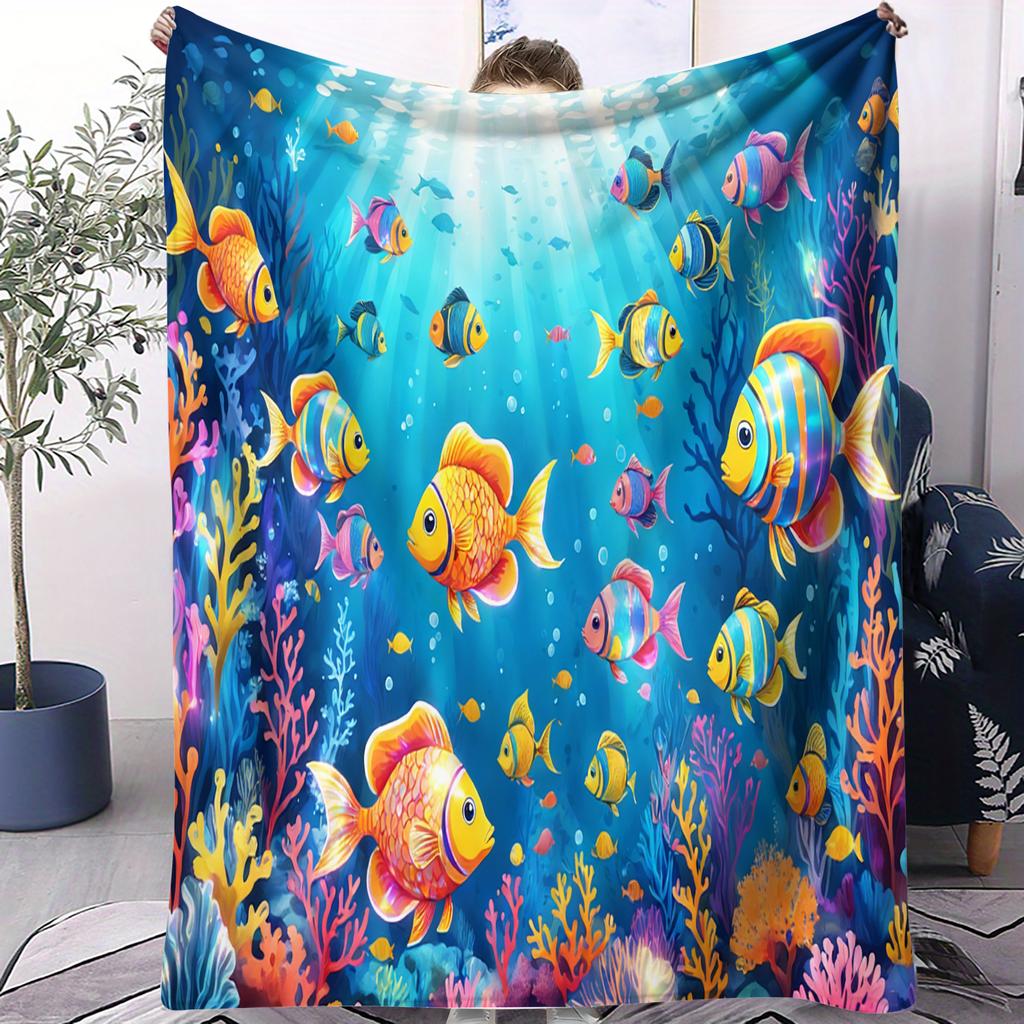 Ocean Fish Soft Blanket Fashionable Small Cover Blanket Suitable For Bedrooms Living Rooms Dormitories Cars Offices Napping