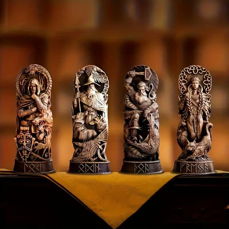 Nordic Mythology Resin Statues: Tree Resin Ornaments for Home & Study Decor