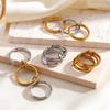 Stainless Steel Plain Band Rings Unisex 3 Layer Overlap Stackable Rings Hip Hop Trendy No Fade Party Banquet Jewelry Accessories